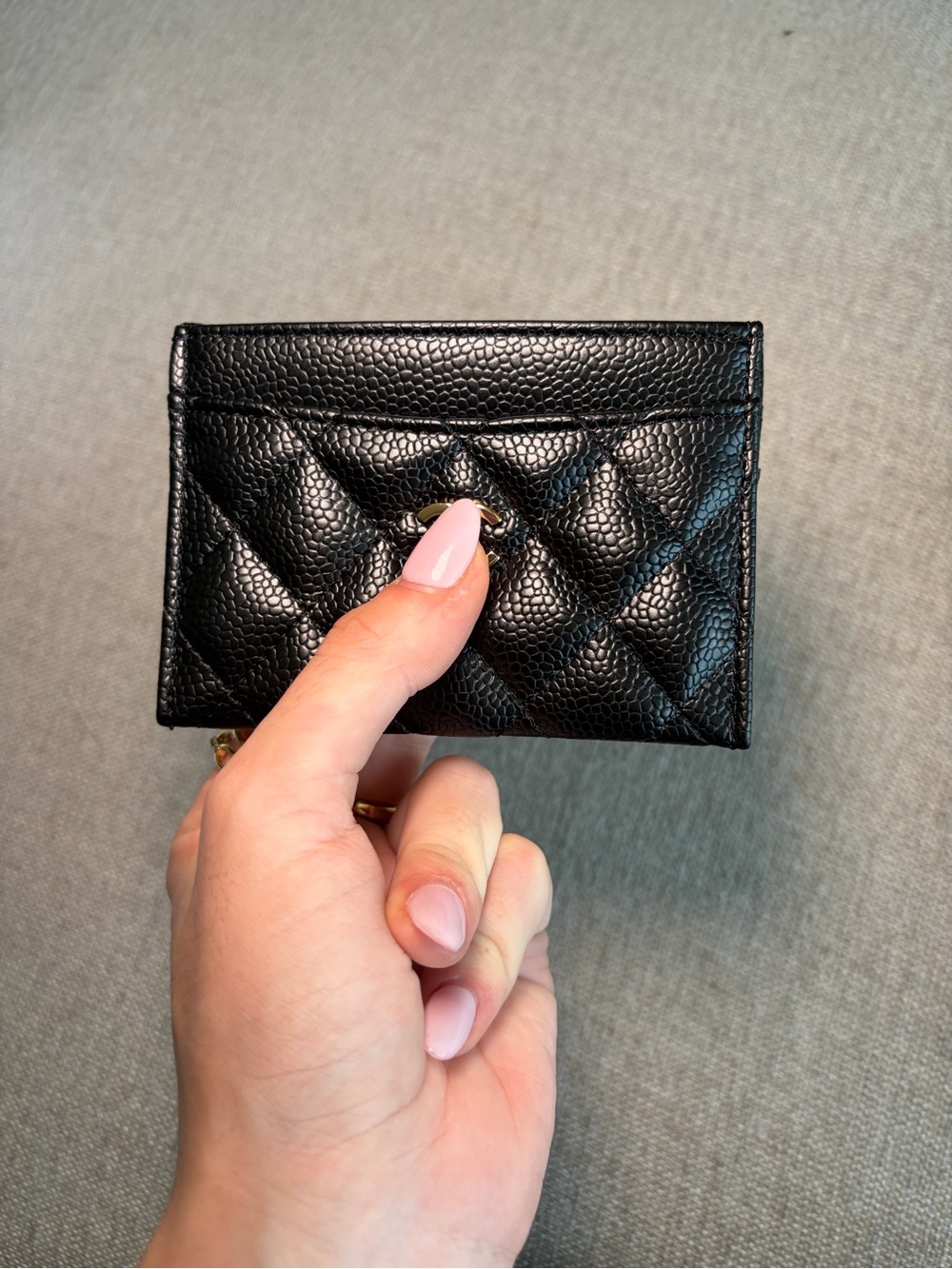 Black Quilted Leather Card Case Wallet
